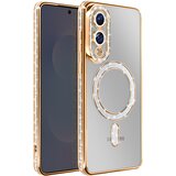 AVIZAR Ovitek za Samsung Galaxy S25 Edge, združljiv z MagSafe, z bleščečim robom, Zlata, (5000190569) | Shoptok.si