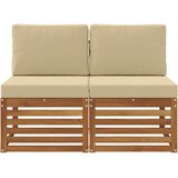  2 Komad Srednja sofa za van Čvrsto drvo akacije Prirodna - Prirodno i bež 2x srednja | shoptok.hr