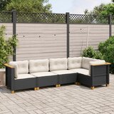 Maison Chic Seti vrtnega pohištva - Vrtna garnitura - Vrtni pohištvo set 5-delna z blazinami črn poli ratan, (21819716) | Shoptok.si