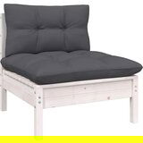 Maison Chic Vrtni sredinski kavč - Zunanji kavč z blazinami bela trdna borovina, (22040690) | Shoptok.si