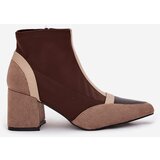 Boto Women's ankle boots with chunky heel with zipper brown Delvane | shoptok.hr