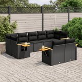 vidaXL Vrtna sedežna garnitura 9-delna z blazinami črn poli ratan, (21057127) | Shoptok.si