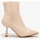 Resti Beige lacquered women's Elegant Classy stiletto heeled boots | ePonuda.com
