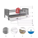  Krevet BMS Kubus + ladica 200x90 cm, GRF | shoptok.hr