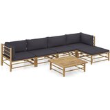 Maison Chic Seti vrtnega pohištva - Vrtna garnitura - Vrtni pohištvo set s temno sivimi blazinami 6-delna bambus, (21797344) | Shoptok.si