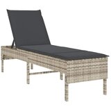 vidaXL Ležalnik z blazino svetlo siv 55x200x44 cm poli ratan, (5000296587) Cene