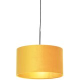 QAZQA Viseča svetilka z velur senčilom oker z zlatom 35 cm - Combi Cene