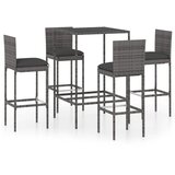  5-dijelni vrtni barski set od poliratana s jastucima sivi Siva 70 cm table length | Shoptok.si