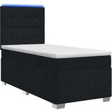vidaXL Boxspring krevet s madracem Crna 80 x 200 cm Tkanina - Crna 80 x 200 cm Prošiveno gumbima Cijene