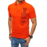 DStreet Koszulka męska polo z haftem koralowo-czerwony | shoptok.hr