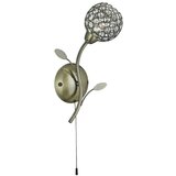 Searchlight Bellis 1 notranja steklena stenska svetilka z motivom cvetja, črna, antična medenina, G9, (22100558) | Shoptok.si