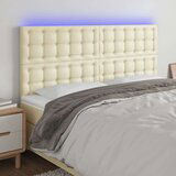  LED posteljno vzglavje krem 160x5x118/128 cm umetno usnje, (20938729) Cene