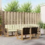  Set vanjskih sofa 7 kom. Bijela i krem Smeđa 247 x 128,5 x 73 cm | shoptok.hr