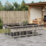  The Living Store Vrtna jedilna garnitura 11-delna z blazinami sv. siv PE ratan - Vrtna Jedilna Garnitura, (21467098) | Shoptok.si