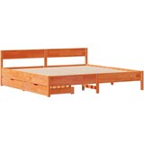 vidaXL Posteljni okvir z vzglavjem voščeno rjava 200x200 cm borovina, (21322164) | Shoptok.si