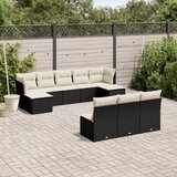  10-dijelni set vrtnih sofa s jastucima crni od poliratana | shoptok.hr