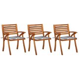 Maison Chic Vrtni Jedilni stoli - Vzorci stoli z blazinami 3 kosi trden akacijev les A2059, (21878422) | Shoptok.si