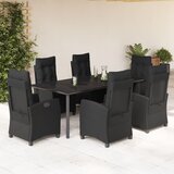 vidaXL 7-dijelni vrtni blagovaonski set s jastucima crni od poliratana | shoptok.hr