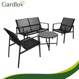 Gardlov vrtni set namještaja 4u1 (sofa + 2 stolice + stol) s kaljenim staklom – balkon/terasa | Shoptok.si