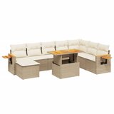 vidaXL 9-dijelni set vrtnih sofa s jastucima bež od poliratana | shoptok.hr