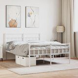 Maison Chic Kovinski Posteljni okvir - Dvoposteljna postelja - Zakonska postelja z vzglavjem in vznožjem bel 135x190 cm, (21696372) | Shoptok.si