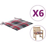 vidaXL Jastuci za vrtne stolice 6kom crveni karirani 50x50x3cm tkanina | shoptok.hr