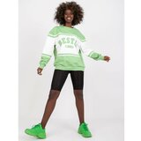 Fashion Hunters Green and white sweatshirt without a hood with long sleeves Cene