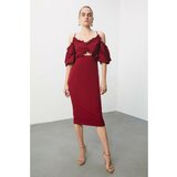 Trendyol Mürdüm Lace Detaljna haljina krem | tamnocrvena Cene