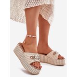 Boto Women's Wedge Sandals With Braiding And Decoration Beige Isolene | ePonuda.com
