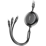 Baseus Izvlečni kabel 3v1 USB kabel microUSB Iphone Lightning USB-C 3.5A 35cm 120cm črn, (21090435) | Shoptok.si