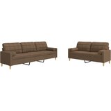 Maison Chic Sedežna garnitura - kavč 2-delna z blazinami rjavo blago, (21728923) | Shoptok.si