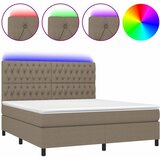  box spring s madracem LED smeđesivi 160x200 cm tkanina | shoptok.hr