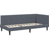 vidaXL Kotna postelja z vzglavjem Temno siva 100 x 200 cm Žamet | Shoptok.si