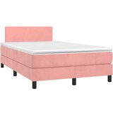 vidaXL Box spring postelja z vzmetnico roza 120x190 cm žamet, (21128000) | Shoptok.si