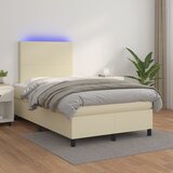 Krevet box spring s madracem LED krem 120x200cm od umjetne kože u