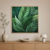 Wallxpert uramljena slika na platnu Cc-K-Ah-1004, tropsko lišće u zelenim tonovima, 80 x 80 cm Cene