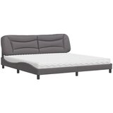 Krevet s madracem Hvar sivi 200 x 200 cm od umjetne kože | Eponuda.com