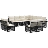 vidaXL Vrtna sedežna garnitura 11 pcs Črna poli ratan, (5000269725) | Shoptok.si