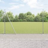 vidaXL varjena žična ograja s 13 stebri z obroči 1.4x25 m pocinkano jeklo | Shoptok.si