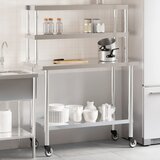 vidaXL Kuhinjska delovna miza s polico 110x55x150 cm nerjaveče jeklo | Shoptok.si
