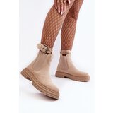 Boto Suede Ankle Boots With Massive Sole Light Beige Ozaro | ePonuda.com