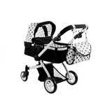 Kolica za lutke Alice s torbom 2u1 - crno/bijela | shoptok.hr