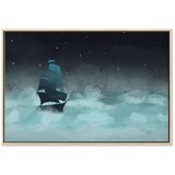  Slika - Night Waves (1 Part) Wide - Second Variant 90x60 U prirodnom drvenom okviru | shoptok.hr