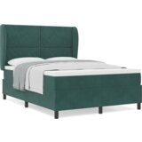 Box Spring Krevet s Madracem - Tamnozelena 140x200 cm Baršun | shoptok.hr