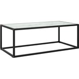 vidaXL Klubska mizica črna z belim marmornim steklom 100x50x35 cm Cene
