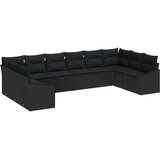 vidaXL Set kauča za vrt od 10 komada s jastučićima Crni poli ratan | shoptok.hr