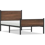 Furnova Kovinski posteljni okvir brez vzmetnice rjavi hrast 107x203 cm, (21935741) | Shoptok.si