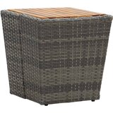  Stolić za čaj sivi 41,5x41,5x43 cm poliratan i bagremovo drvo | shoptok.hr