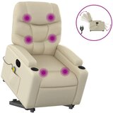 Maison Chic Električni masažni stol - Relax naslanjač s funkcijo vstajanja krem umetno usnje, (22062047) | Shoptok.si