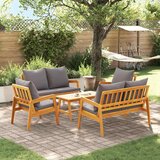 Bistro set s jastukom 5 pcs Smeđa Čvrsto drvo akacije Cijene